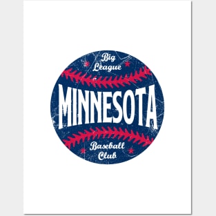 Minnesota Retro Big League Baseball - White Posters and Art